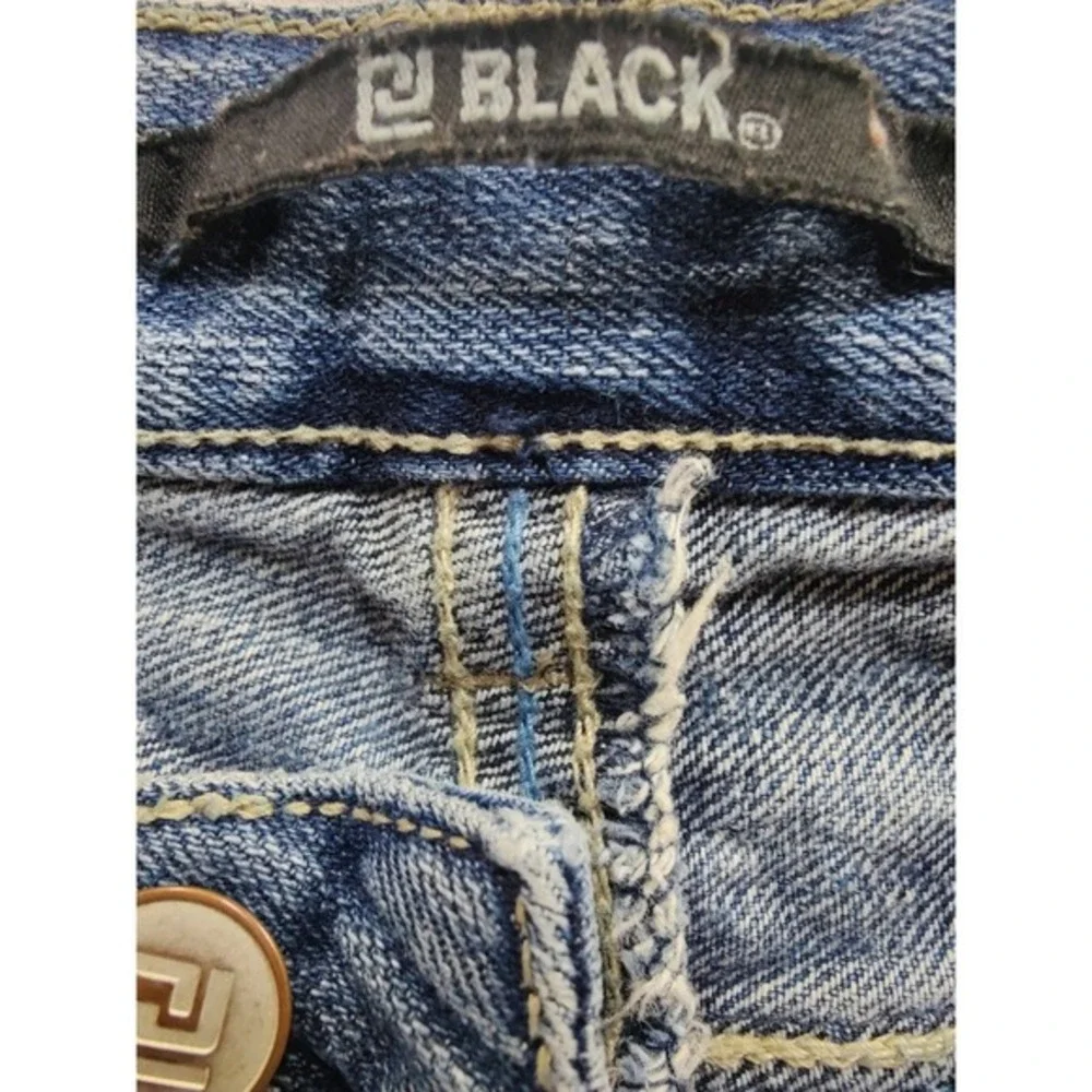 Embellished Pockets Distressed Denim Blue‎ Relaxed Fit western BB BLACK Jean